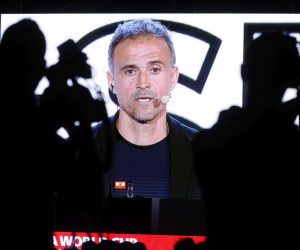 epa10299707 Spanish National Soccer team head coach Luis Enrique announces the list of players that will be playing at the FIFA World Cup Qatar 2022 during a press conference in Las Rozas, Madrid, Spain, 11 November 2022.  EPA/JUAN CARLOS HIDALGO