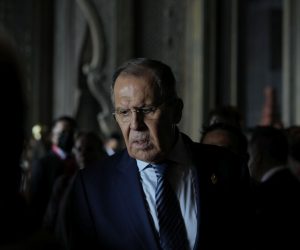 epa10306433 Russia's Foreign Minister Sergey Lavrov walks to attend a lunch as part of the G20 Leaders' Summit in Bali, Indonesia, 15 November 2022. The 17th Group of Twenty (G20) Heads of State and Government Summit runs from 15 to 16 November 2022.  EPA/ACHMAD IBRAHIM / POOL