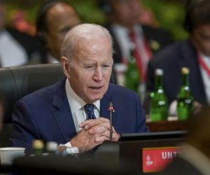 epa10306380 US President Joe Biden attends a working session on energy and food security during the G20 Leaders Summit in Bali, Indonesia, 15 November 2022. The 17th Group of Twenty (G20) Heads of State and Government Summit runs from 15 to 16 November 2022.  EPA/BAY ISMOYO / POOL