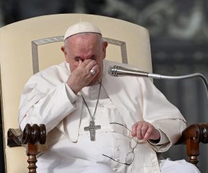epa10308142 Pope Francis leads the weekly general audience in Saint Peter's Square, Vatican City, 16 November 2022.  EPA/ETTORE FERRARI