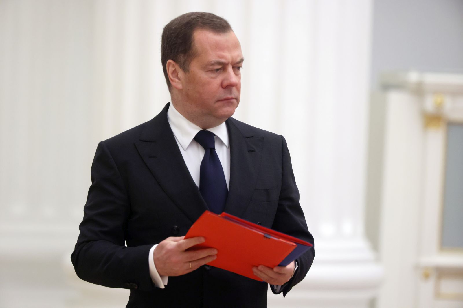 epa10312551 Deputy head of Russia's Security Council Dmitry Medvedev arrives for a meeting of Russian President Putin with members of the Russian Security Council at the Kremlin in Moscow, Russia, 18 November 2022.  EPA/MIKHAIL METZEL / SPUTNIK / KREMLIN POOL MANDATORY CREDIT