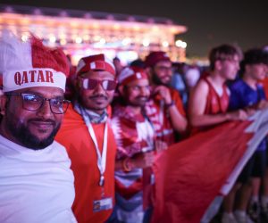 Doha, 20.11.2022 - Mnoštvo ljudi je pratilo svečanost otvaranja Svjetskog nogometnog prvenstva i prve utakmice između Katra i Ekvadora na FIFA Fan Festivalu u Dohi.
foto HINA/ Damir SENČAR/ ds