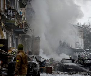 epaselect epa10323294 Firefighters work at the site of an apartment block destroyed by shelling in Vyshhorod, near Kyiv (Kiev), Ukraine, 23 November 2022, amid Russia's invasion. At least four people were killed and 27 others injured as a result of Russian shelling hitting the Vyshhorod district, Kyiv Oblast Police Chief Andrii Nebytov said on telegram. According to a statement by Ukraine's national power supply Ukrenergo on 23 November, power outages were reported across all of the regions of the country following a series of Russian missile strikes targeting the country's critical infrastructure. Russian troops on 24 February entered Ukrainian territory, starting a conflict that has provoked destruction and a humanitarian crisis.  EPA/OLEG PETRASYUK
