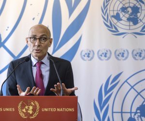 epa10324807 United Nations (UN) High Commissioner for Human Rights Volker Turk talks to the media during a Human Rights Council's special session on the deteriorating human rights situation in the Islamic Republic of Iran, at the European UN headquarters in Geneva, Switzerland, 24 November 2022.  EPA/MARTIAL TREZZINI SWITZERLAND OUT