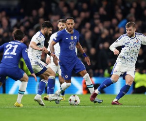 02.11.2022., stadion Stamford Bridge, London, Engleska - UEFA Liga prvaka, 6. kolo, skupina E, Chelsea - GNK Dinamo. Sadegh Moharrami, Stefan Ristovski, Pierre-Emerick Aubameyang.  Photo: Luka Stanzl/PIXSELL