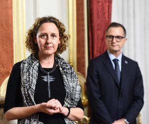 3.11.2022., Zagreb - Svecana dodjela certifikata Kulturne rute Vijeca Europe medjunarodnoj kulturnoj ruti Zeljeznog doba Podunavlja. Certifikat je dodijelo direktor Europskog instituta za kulturne rute Vijeca Europe Stefano Dominioni, a okupljenima se obratila i ministrica kulture i medija Nina Obuljen Korzinek. Nina Obuljen Korzinek. Photo: Neva Zganec/PIXSELL