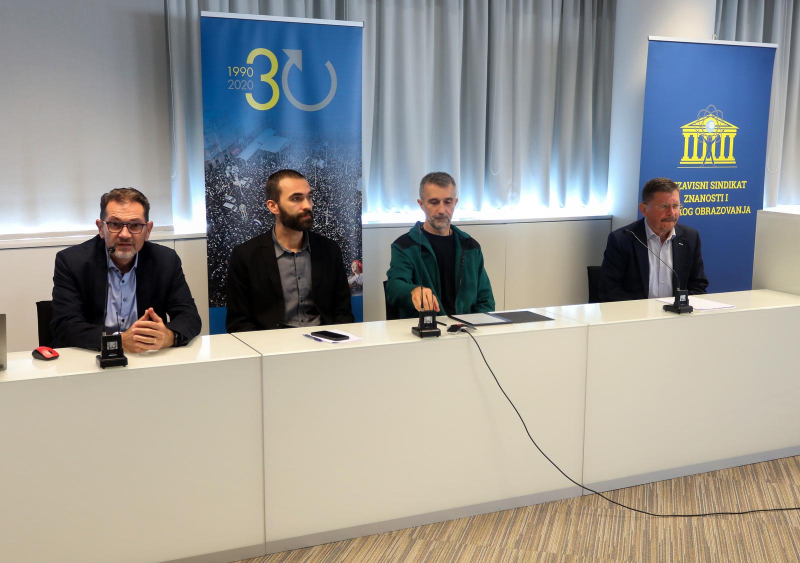 06.10.2022., Zagreb - Konferencija za medije sindikata na temu: Nedostatci novog Zakona o visokom obrazovanju i znanosti. Photo: Zeljko Hladika/PIXSELL
