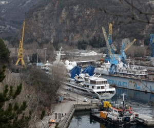 11.02.2022., Rijeka - Megajahta Prince Abdulaziz saudijske kraljevske obitelji uplovila je u brodogradiliste Viktor Lenac gdje ce biti napravljen ramont broda.  Photo: Goran Kovacic/PIXSELL