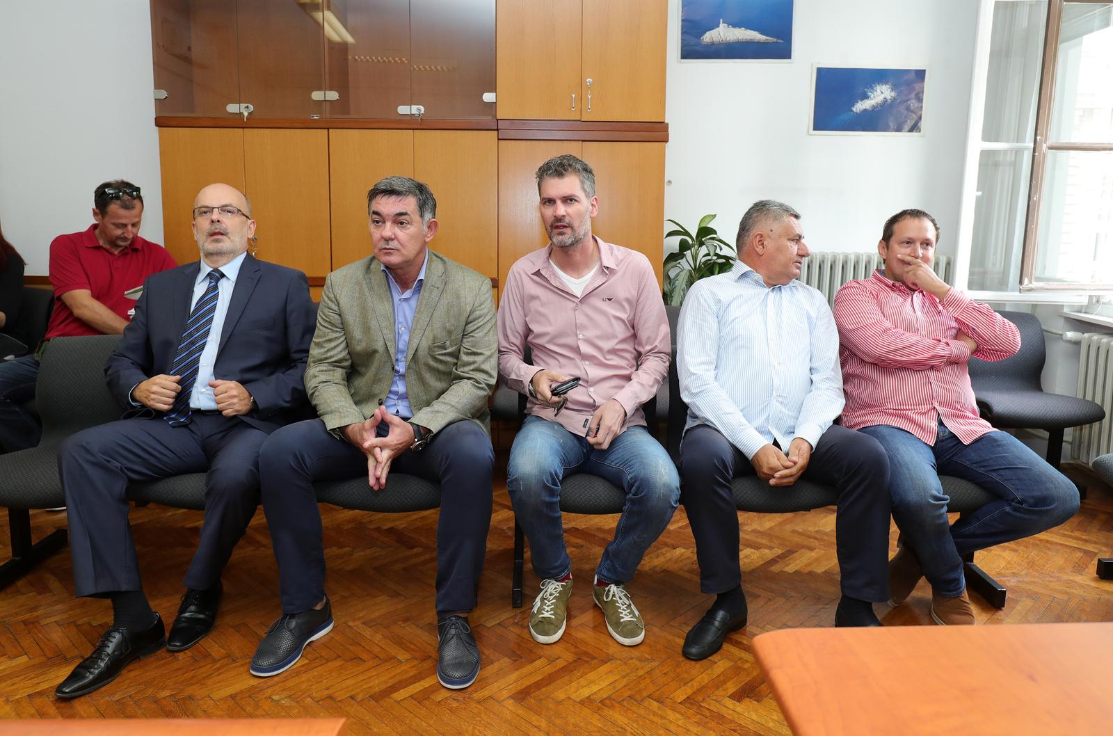 13.09.2018., Zagreb - Zupanijski sud. Pocinje sudjenje za aferu Bundek fest. Optuzeni su: (s lijeva) Tedi Lusetic, Zdenko Antunovic, Josip Nalis, Josip Katic i Ratimir Jurekovic. rPhoto: Sanjin Strukic/PIXSELL