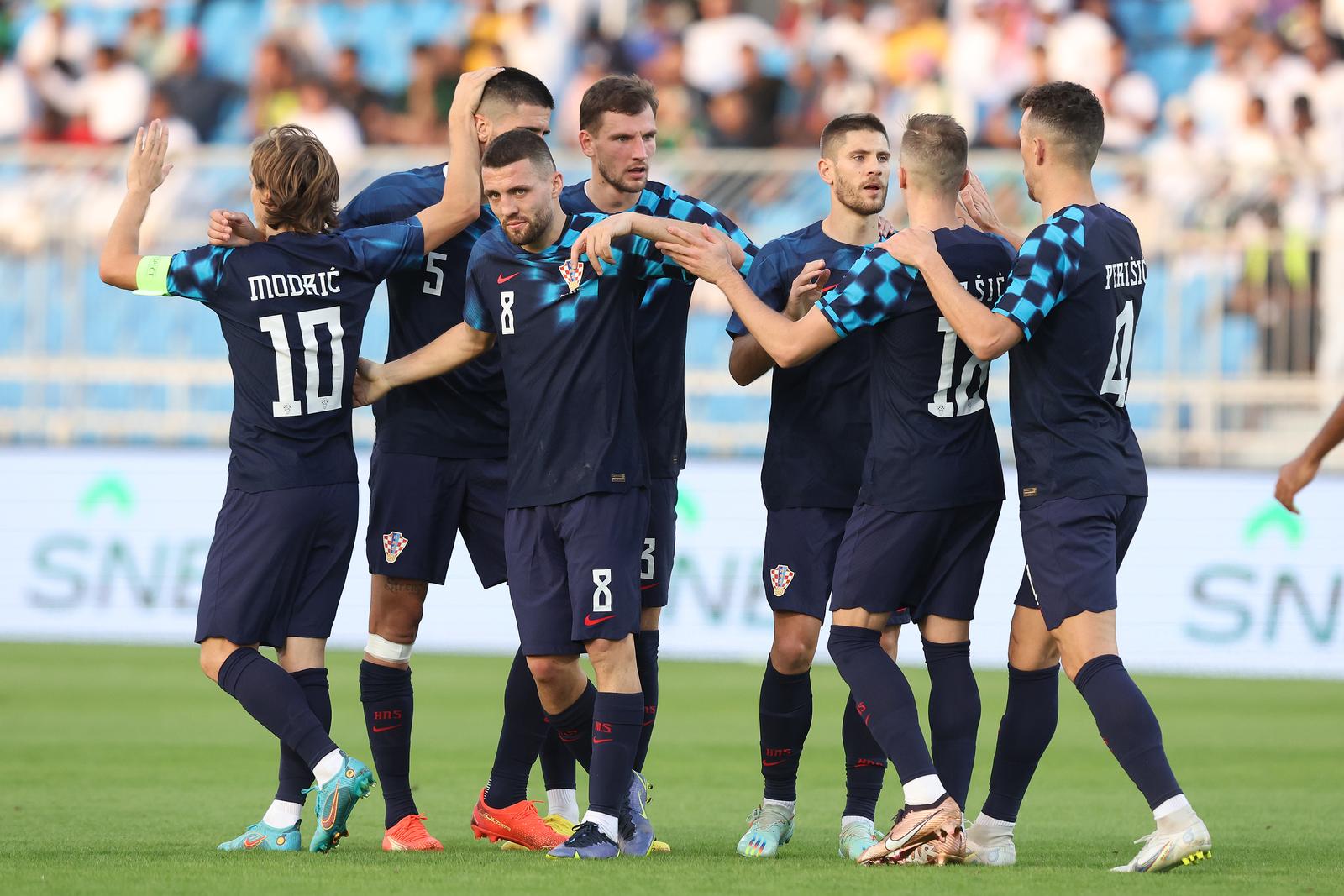 16.11.2022., Prince Faisal bin Fahd stadion, Riyadh, Saudijska Arabija - Prijateljska utakmica, Saudijska Arabija - Hrvatska. Mateo Kovacic, Mislav Orsic, Luka Modric Photo: Goran Stanzl/PIXSELL