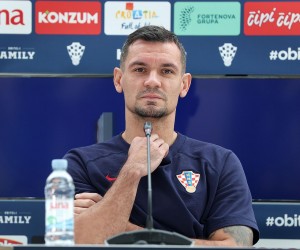 20.11.2022., Doha, Katar - Konferencija za medije Hrvatske nogometne reprezentacije u trening kampu Al Ersal 3 u Dohi na SP u Kataru. Dejan Lovren, Ante Budimir, Tomislav Pacak. Photo: Goran Stanzl/PIXSELL