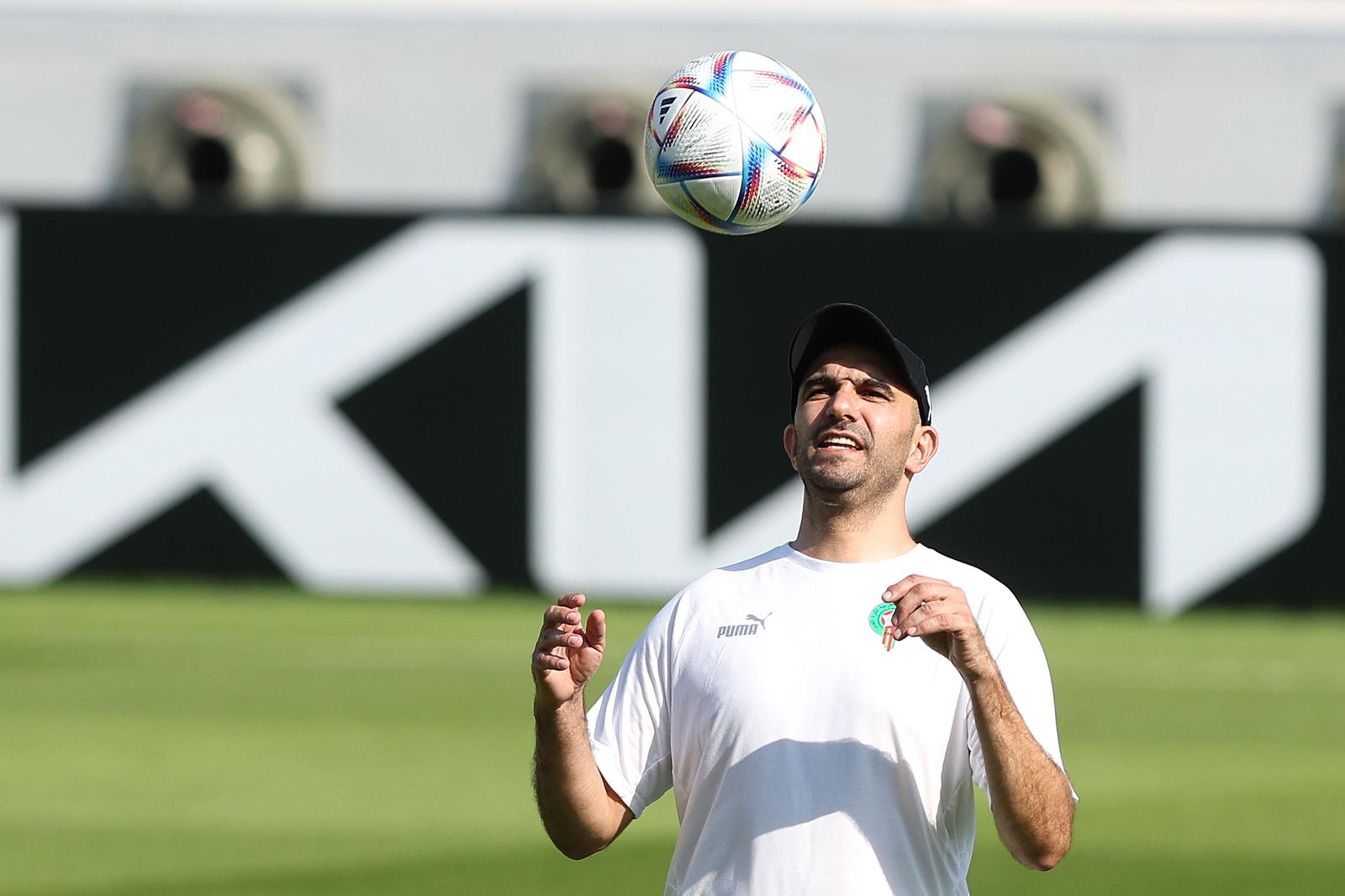 21.11.2022., Doha, Katar - Trening marokanske nogometne reprezentacije na trening kampu Al Duhail SC Stadium u Dohi na Svjetskom prvenstvu u Kataru. Izbornik Maroka Walid Regragui. Photo: Goran Stanzl/PIXSELL