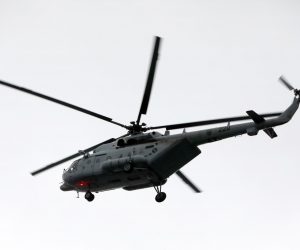 22.10.2022., Rijeka - Vojni helikopter leti iznad grada. Photo: Goran Kovacic/PIXSELL