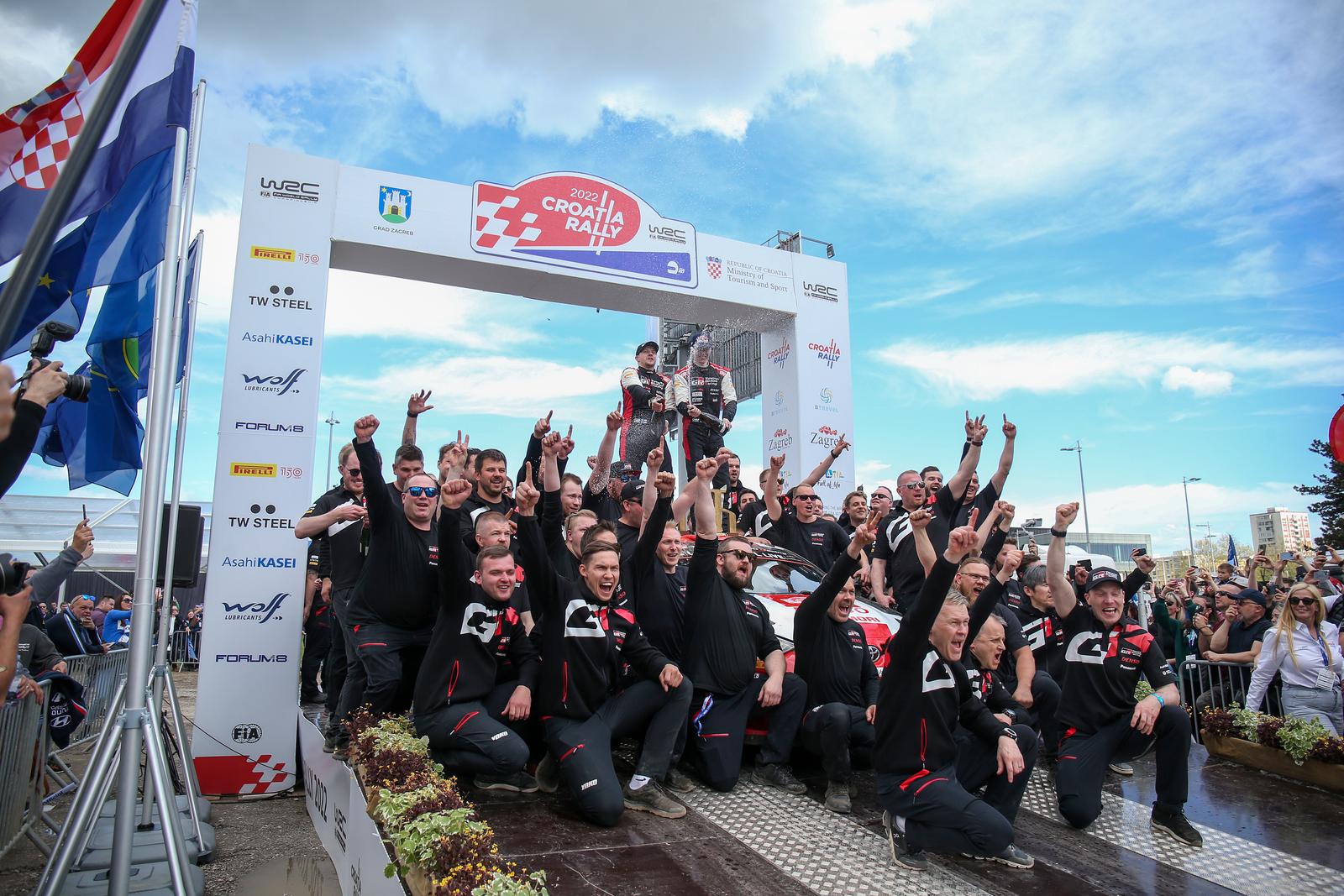 24.04.2022., Zagreb - Svecana ceremonija pobjednika WCR Croatia Rally 2022. Prvo mjesto Kalle Rovanpera i Jonne Halttunen. Photo: Matija Habljak/PIXSELL