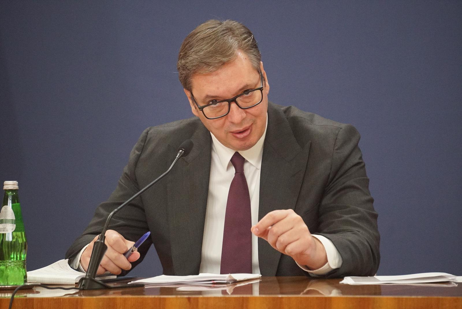 27, October, 2022, Belgrade - Press conference of the President of the Republic of Serbia, Aleksandar Vucic, after the session of the National Security Council held in the Palace of Serbia. Aleksandar Vucic. Photo: M.M./ATAImages

27, oktobar, 2022, Beograd - Konferencija za novinare predsednika Republike Srbije Aleksandra Vucica posle sednice Saveta za nacionalnu bezbednost koja je odrzana u Palati Srbija. Photo: M.M./ATAImages Photo: M.M./ATAImages/PIXSELL