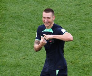 Soccer Football - FIFA World Cup Qatar 2022 - Group D - Tunisia v Australia - Al Janoub Stadium, Al Wakrah, Qatar - November 26, 2022 Australia's Mitchell Duke celebrates scoring their first goal REUTERS/Marko Djurica Photo: MARKO DJURICA/REUTERS