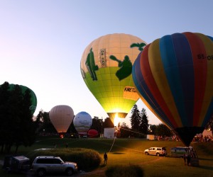 28.06.2019., Karlovac - U sklopu obiljezavanja proslave rodjendana Grada Karlovca, u sredistu grada odrzan je prvi Festival balona. Brojni Karlovcani mogli su pogledat unutrasnjost balona, iskusiti dizanje u balonu i uzivali u nocnoj iluminaciji balona. Photo: Kristina Stedul Fabac/PIXSELL