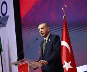 epa10307925 Turkey's President Recep Tayyip Erdogan speaks during a press conference on the sidelines of the G20 Leaders' Summit in Bali, Indonesia, 16 November 2022. The 17th Group of Twenty (G20) Heads of State and Government Summit runs from 15 to 16 November 2022.  EPA/HOW HWEE YOUNG