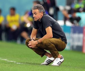 epa10354930 (FILE) - Spain's head coach Luis Enrique reacts during the FIFA World Cup 2022 round of 16 soccer match between Morocco and Spain at Education City Stadium in Doha, Qatar, 06 December 2022 (re-issued on 08 December 2022). The Spanish Royal Soccer Federation (RFEF) announced on 08 December 2022 that Luis de la Fuente will replace Luis Enrique as new Spanish national soccer team head coach after the team was knocked out by Morocco.  EPA/Friedemann Vogel