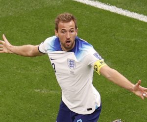 epa10359968 Harry Kane of England reacts during the FIFA World Cup 2022 quarter final soccer match between England and France at Al Bayt Stadium in Al Khor, Qatar, 10 December 2022.  EPA/Rungroj Yongrit