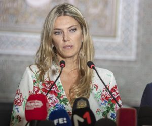 epa10360765 FILE Vice President of the European Parliament, Eva Kaili holds a joint press conference during the meeting of the Parliamentary Assembly of the Union for the Mediterranean (UfM), at the Moroccoan Parliament in Rabat, Morocco, 10 October 2022 (reissued 11 December 2022). Kaili has been arrested in an investigation into suspected bribery by a Gulf state it was reported 11 December 2022.  EPA/JALAL MORCHIDI