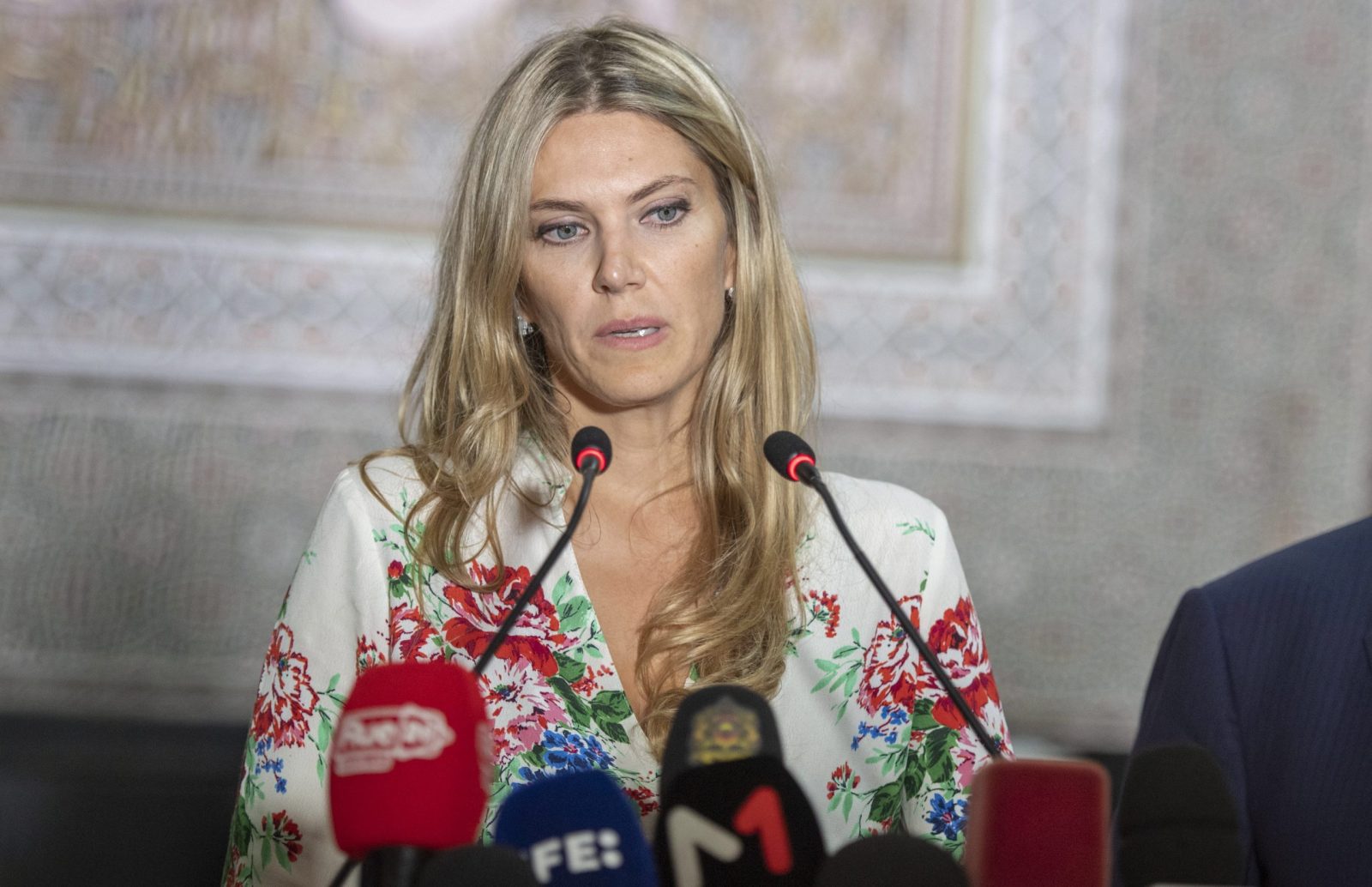 epa10360765 FILE Vice President of the European Parliament, Eva Kaili holds a joint press conference during the meeting of the Parliamentary Assembly of the Union for the Mediterranean (UfM), at the Moroccoan Parliament in Rabat, Morocco, 10 October 2022 (reissued 11 December 2022). Kaili has been arrested in an investigation into suspected bribery by a Gulf state it was reported 11 December 2022.  EPA/JALAL MORCHIDI