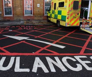 epa10374767 An NHS ambulance outside a hospital in London, Britain, 20 December 2022. More than 10,000 NHS ambulance staff from nine NHS hospital trusts in Britain and Wales will walk out on 21 December in a dispute over pay. The paramedics strike follows a second day of nurses strikes.  EPA/ANDY RAIN
