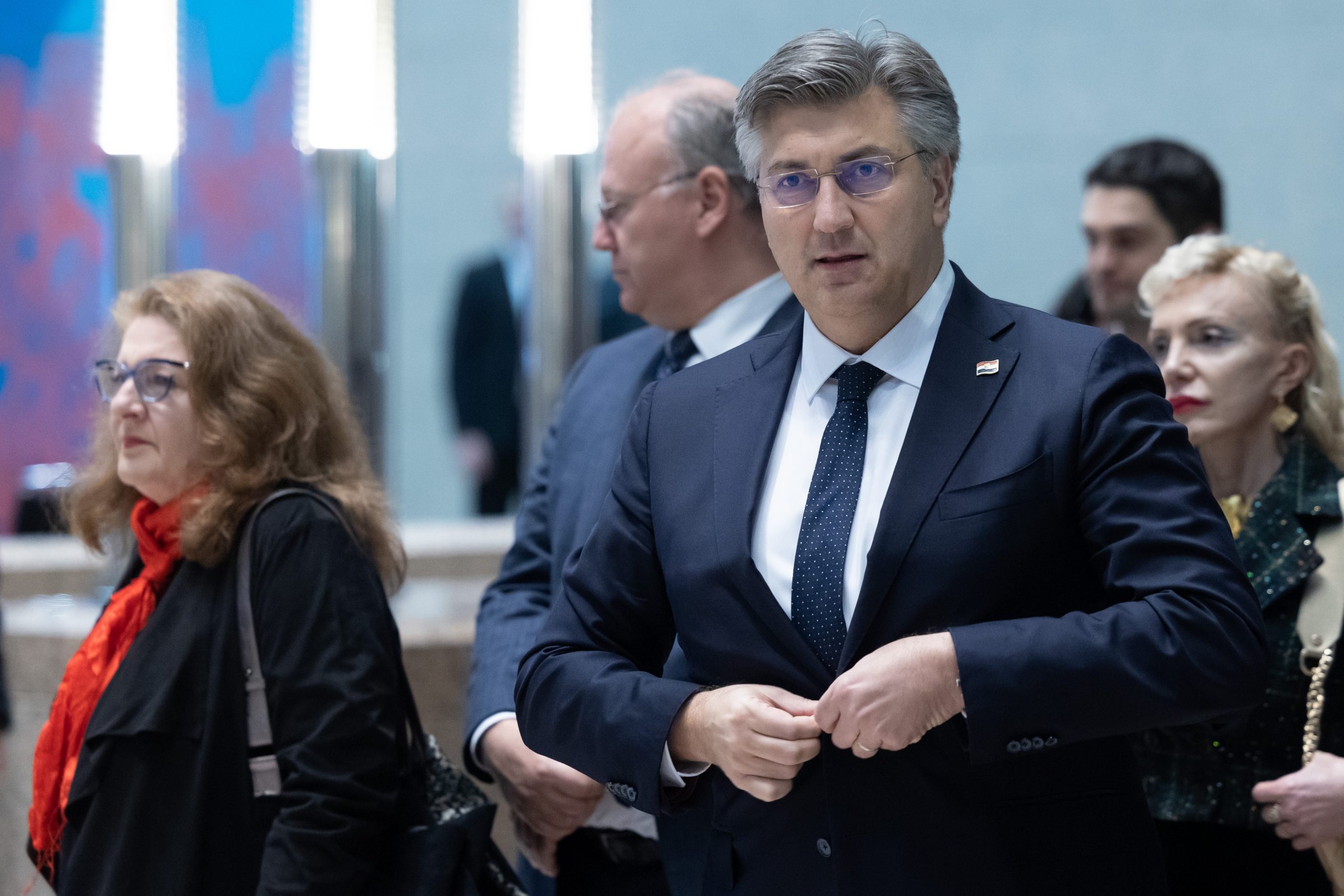 Zagreb, 20.12.2022. - Predsjednik Vlade Andrej Plenković i ministar Gordan Grlić Radman na prijemu MVEP-a za diplomatski zbor.
Na fotografiji Andrej Plenković.
foto HINA/ Edvard ŠUŠAK/ es