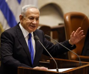 epa10381217 Israeli Prime Minister-designate Benjamin Netanyahu speaks during a special session of the Knesset, Israel's parliament, to approve and swear in a new right-wing government, in Jerusalem, Israel, 29 December 2022.  EPA/AMIR COHEN / POOL