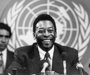 epa10382398 (FILE) - Brazilian soccer legend Pele, whos birth name is Edson Arantes do Nascimento, the new 'ambassador of goodwill' of the UN organisation 'Conference of the United Nations on Environment and Development'' or UNCED, speaks at a press conference at the Palais des Nations in Geneva, Switzerland, 05 September 1991 (issued 30 December 2022). According to his agent, Pele, whose proper name is Edson Arantes do Nascimento, died on 28 December 2022 at age 82.  EPA/STR
