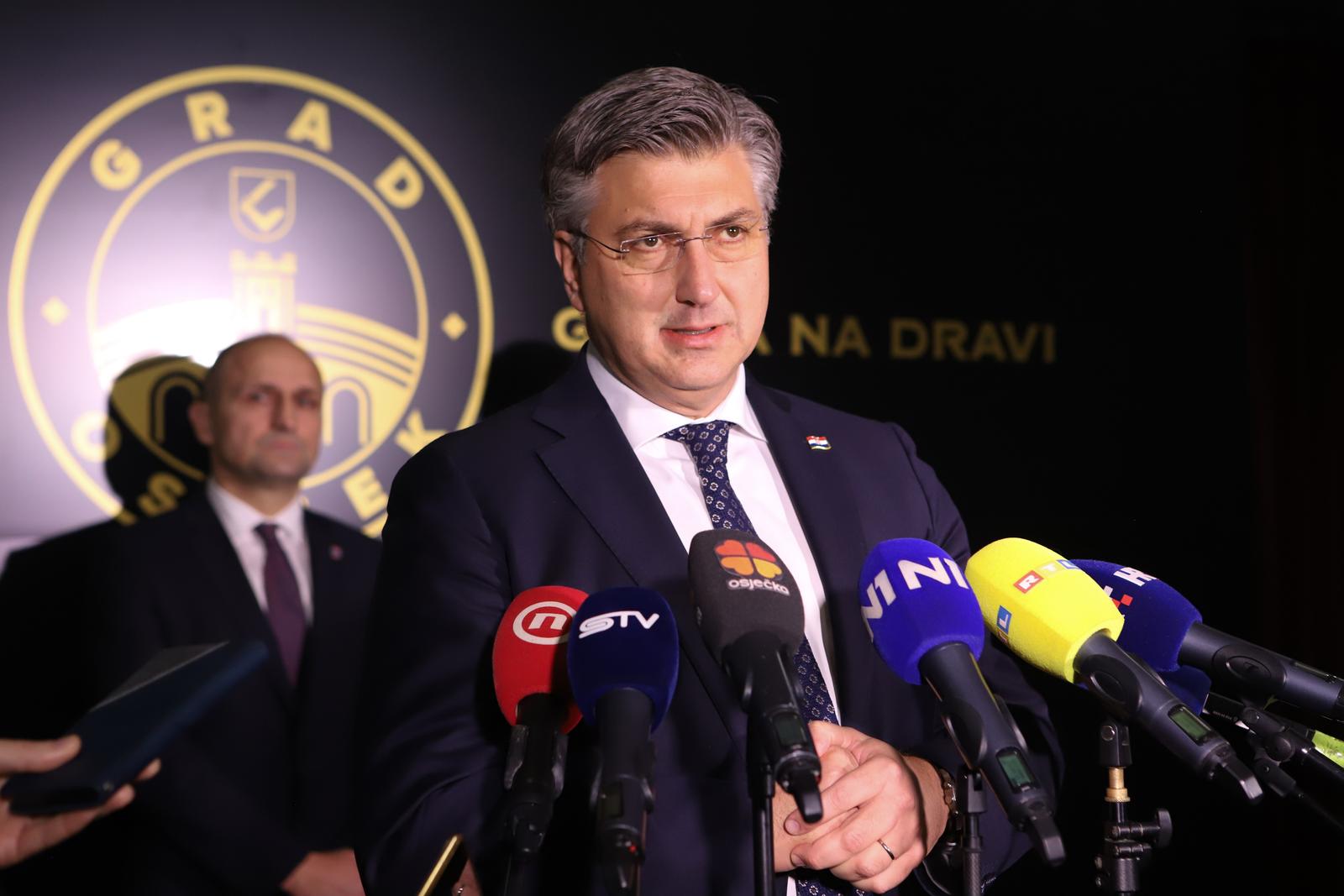 02.12.2022., Osijek - Svecana sjednica Gradskog vijeca Grada Osijeka povodom obiljezavanja Dana Grada Osijeka. Predsjednik Vlade Andrej Plenkovic Photo: Dubravka Petric/PIXSELL