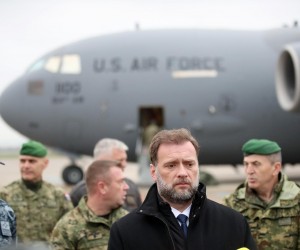 03.12.2022., Zagreb - Medjunarodna zracna luka "dr. Franjo Tudjman". Prihvat dva helikoptera UH-60M Black Hawk iz projekta opremanja Oruzanih snaga Republike Hrvatske koji je zapoceo u prosincu 2018. godine u suradnji s Vladom SAD-a. Mario Banozic, ministar obrane Photo: Slavko Midzor/PIXSELL