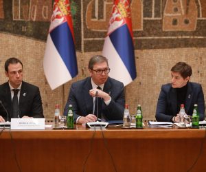 05, November, 2022, Belgrade - The thematic session of the Government of the Republic of Serbia, where the current situation in Kosovo and Metohija was discussed, was held in the Palace of Serbia. Novak Nedovic, Aleksandar Vucic, Ana Brnabic.  

05, novembar, 2022, Beograd - Tematska sednica Vlade Republike Srbije, na kojoj je razmatrana trenutna situacija na Kosovu i Metohiji,  odrzana je u Palati Srbije.   Photo: Milos Tesic/ATAImages/PIXSELL