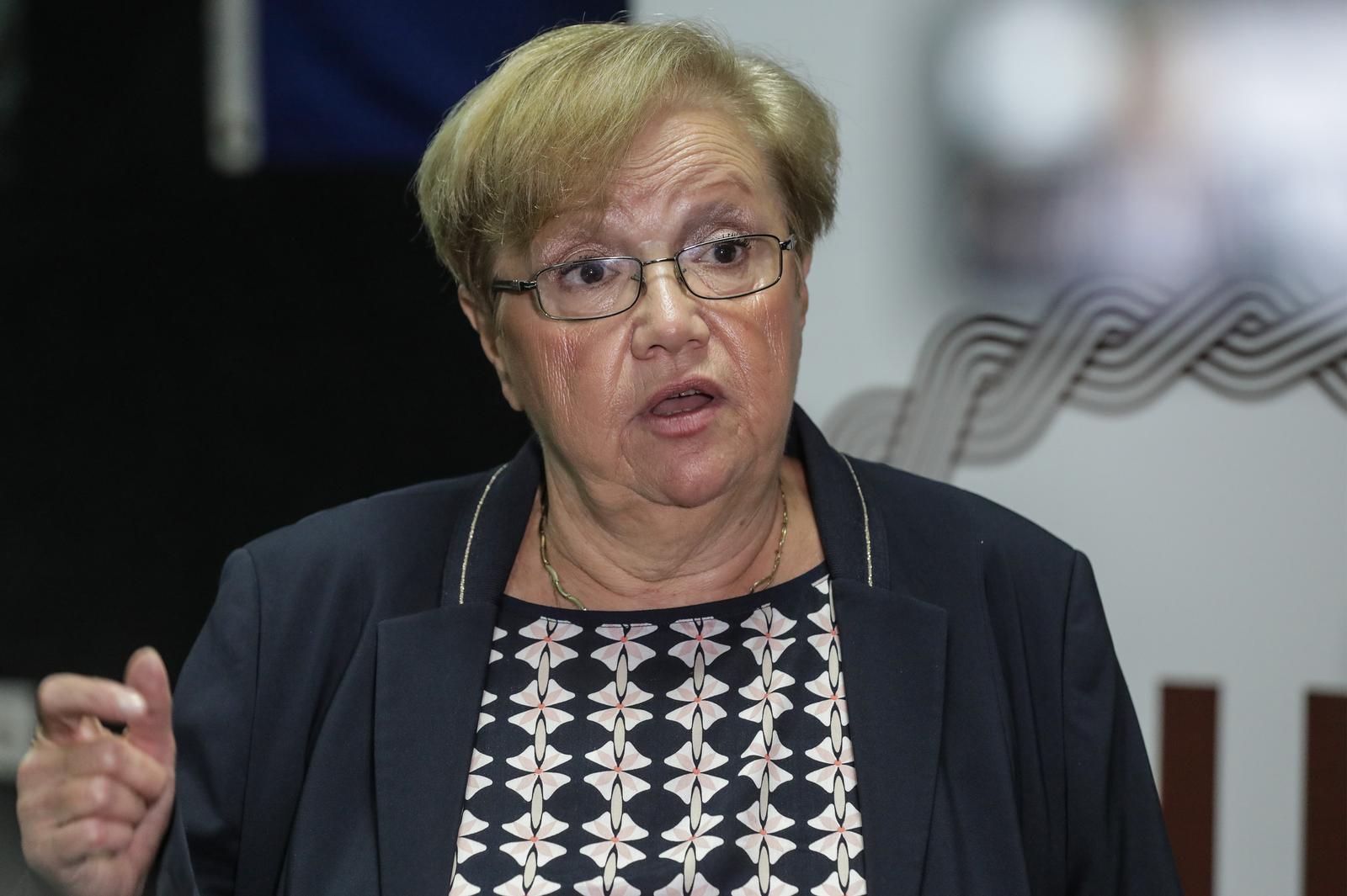 07.10.2020., Zagreb - U dvorani Chromosovog tornja odrzana Skupstina Matice umirovljenika. Na skupu je sedamdesetak  predstavnika raspravljalo o aktualnom mirovinskom trenutku te su zauzeli stavove o najvaznijim problemima umirovljenika i starijih osoba i nacinu njihovog rjesavanja. Skupstinu je otvorila Visnja Fortuna, prerdsjednica Matice umirovljenika Hrvatske.rPhoto: Robert Anic/PIXSELL