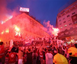 16.07.2018.., Zagreb - Docek srebrnih Vatrenih nogometasa sa SP u Rusiji u fan zoni "Budi ponosan" na Trgu bana Josipa Jelacica. "nPhoto: Goran Stanzl/PIXSELL