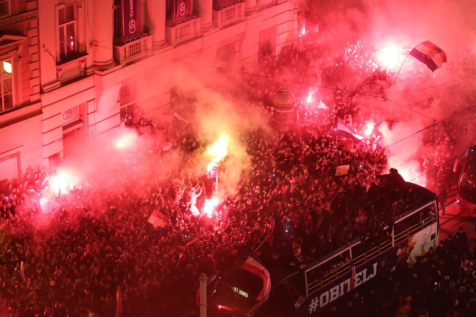 18.12.2022., Zagreb - Svecani docek hrvatske nogometne reprezentacije u Zagrebu nakon osvojenog treceg mjesta na Svjetskom prvenstvu u Katru. Photo: Luka Stanzl/PIXSELL
