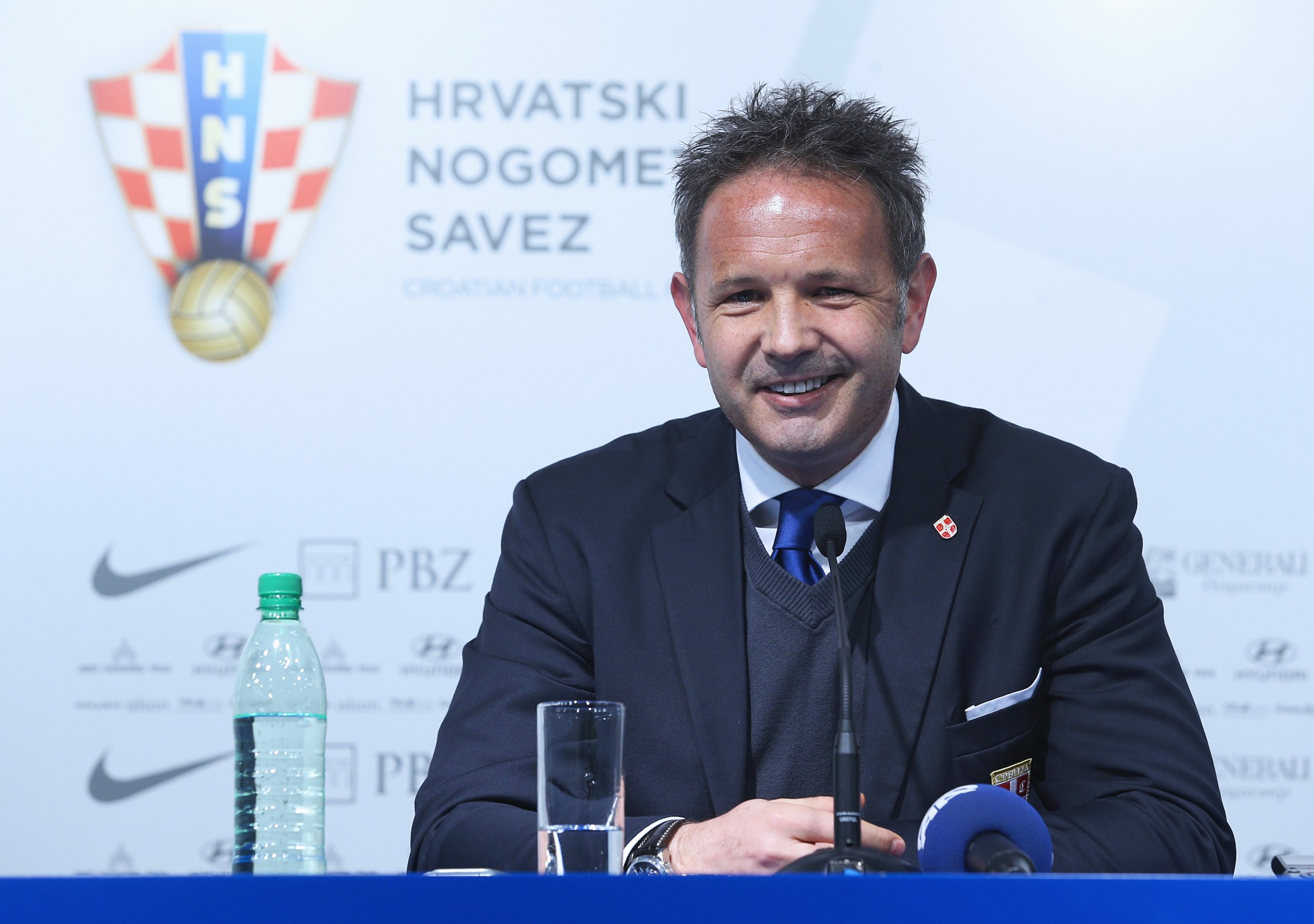 22.03.2013., stadion u Maksimiru, Zagreb - Konferencija za novinare nakon kvalifikacijske nogometne utakmice za Svjetsko prvenstvo 2014. u Brazilu, skupina A, Hrvatska - Srbija. Izbornik Srbije Sinisa Mihajlovic. rPhoto: Marko Lukunic/PIXSELL
