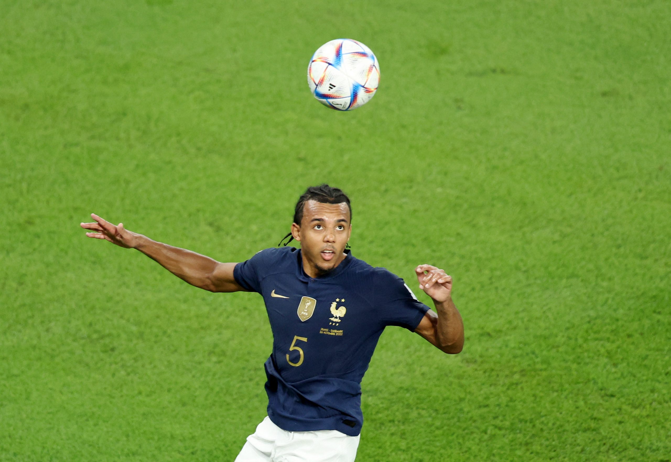 Soccer Football - FIFA World Cup Qatar 2022 - Group D - France v Denmark - Stadium 974, Doha, Qatar - November 26, 2022 France's Jules Kounde in action REUTERS/Marko Djurica Photo: MARKO DJURICA/REUTERS
