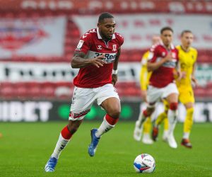 Middlesbrough v Barnsley EFL Sky Bet Championship 03/10/2020. Middlesbrough forward Britt Assombalonga 9 during the EFL Sky Bet Championship match between Middlesbrough and Barnsley at the Riverside Stadium, Middlesbrough, England on 3 October 2020. Editorial use only DataCo restrictions apply See www.football-dataco.com PUBLICATIONxNOTxINxUK , Copyright: xShaunxConwayx PSI-10713-0044