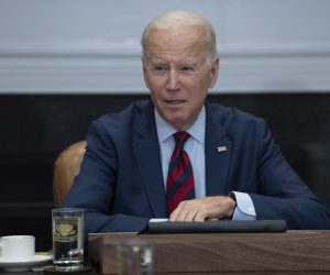 epa10427429 US President Joe Biden makes a statement during a meeting with Democratic Congressional leaders at the White House in Washington, DC, USA, on 24 January 2023.  EPA/Chris Kleponis / POOL