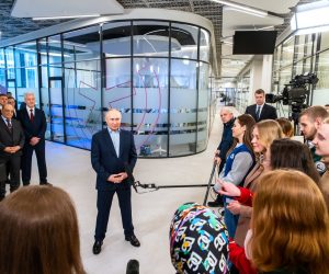 epa10428740 Russian President Vladimir Putin (C) speaks with students during his visit to the Lomonosov Moscow State University during the Day of Russian Students 'Tatiana's Day' In Moscow, Russia 2023. The name 'Tatiana's Day' comes from the name of the early Christian martyr Tatyana, whose memory is celebrated in the Orthodox Church on 25 January. After the establishment of Moscow University, 'Tatiana's Day' began to be celebrated first as the birthday of the university, and later as a holiday for Russian students.  EPA/MAXIM MISHIN / SPUTNIK / KREMLIN POOL / POOL