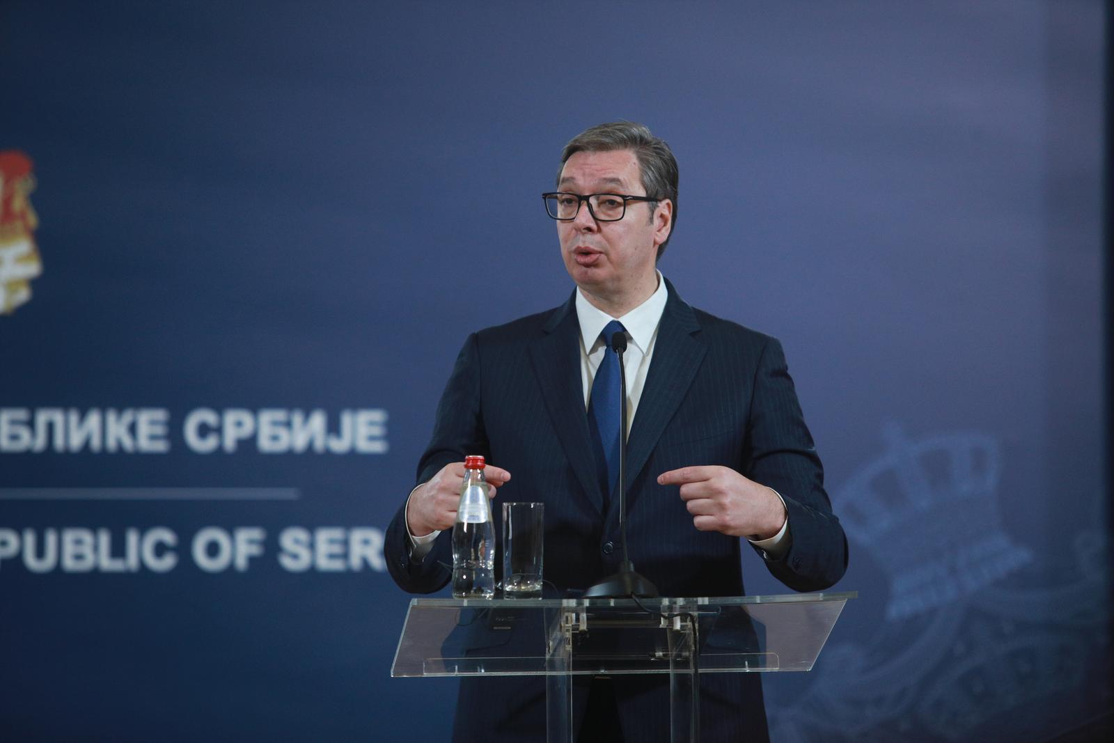 02, December, 2022, Belgrade - The European Commissioner for Neighborhood and Enlargement, Oliver Varhelyi, met with the President of the Republic of Serbia Aleksandar Vucic. Aleksandar Vucic. Photo: Milos Tesic/ATAImages

02, decembar, 2022, Beograd - Evropski komesar za susedstvo i prosirenje Oliver Varheji sastao se sa predsednikom Repbulike Srbije Aleksandrom Vucicem.  Photo: Milos Tesic/ATAImages/PIXSELL