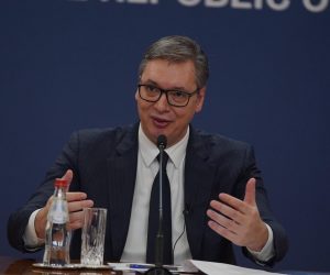 04, January, 2023, Belgrade - The annual conference in the Palace of Serbia by the President of the Republic of Serbia, Aleksandar Vucic, where he addresses the citizens of Serbia. Aleksandar Vucic. Photo: Antonio Ahel/ATAImages  04, januar, 2023, Beograd - Godisnja konferencija u Palati Srbija predsednik Republike Srbije Aleksandara Vucica na kojoj se obraca gradjanima Srbije.  Photo: Antonio Ahel/PIXSELL