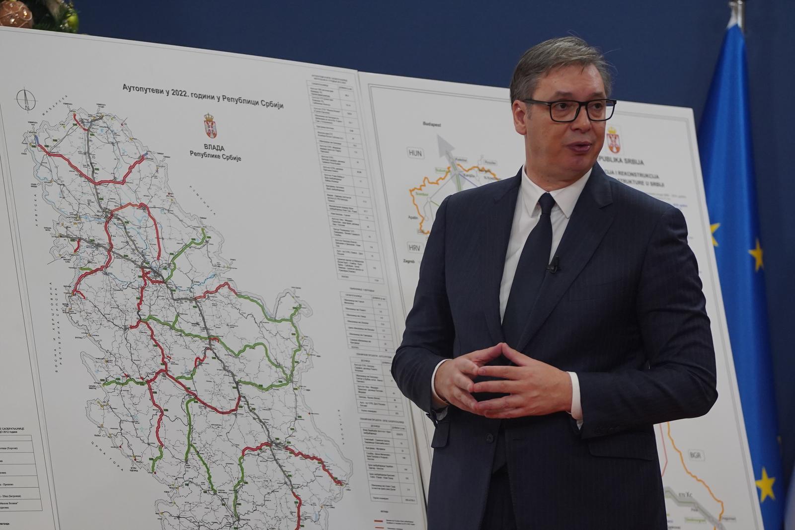 04, January, 2023, Belgrade - The annual conference in the Palace of Serbia by the President of the Republic of Serbia, Aleksandar Vucic, where he addresses the citizens of Serbia. Aleksandar Vucic. Photo: Antonio Ahel/ATAImages  04, januar, 2023, Beograd - Godisnja konferencija u Palati Srbija predsednik Republike Srbije Aleksandara Vucica na kojoj se obraca gradjanima Srbije.  Photo: Antonio Ahel/PIXSELL