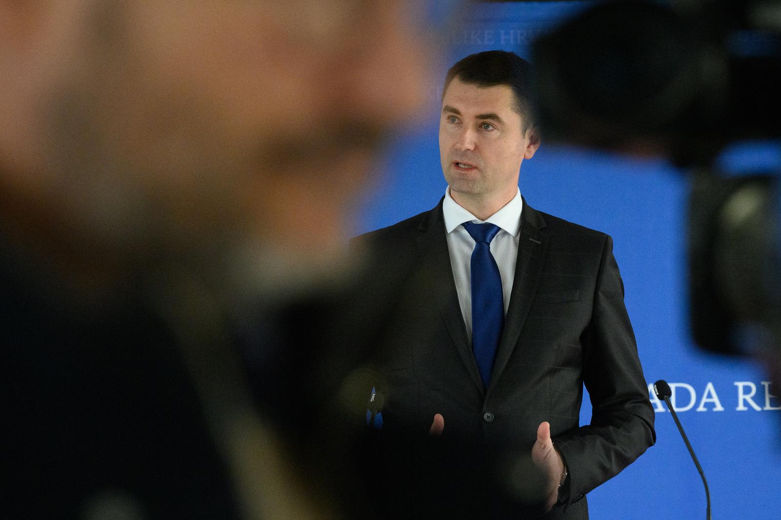 05.01.2023., Zagreb, NSK - 183. sjednica Vlade - prijedlog izmjena i dopuna Zakona o fiskalnoj odgovornosti (EU) te prijedlog zakljucka o provedbi nacela zabrane neopravdanog povecanja cijena.  Izjava Davor Filipovic.
 Photo: Davor Puklavec/PIXSELL