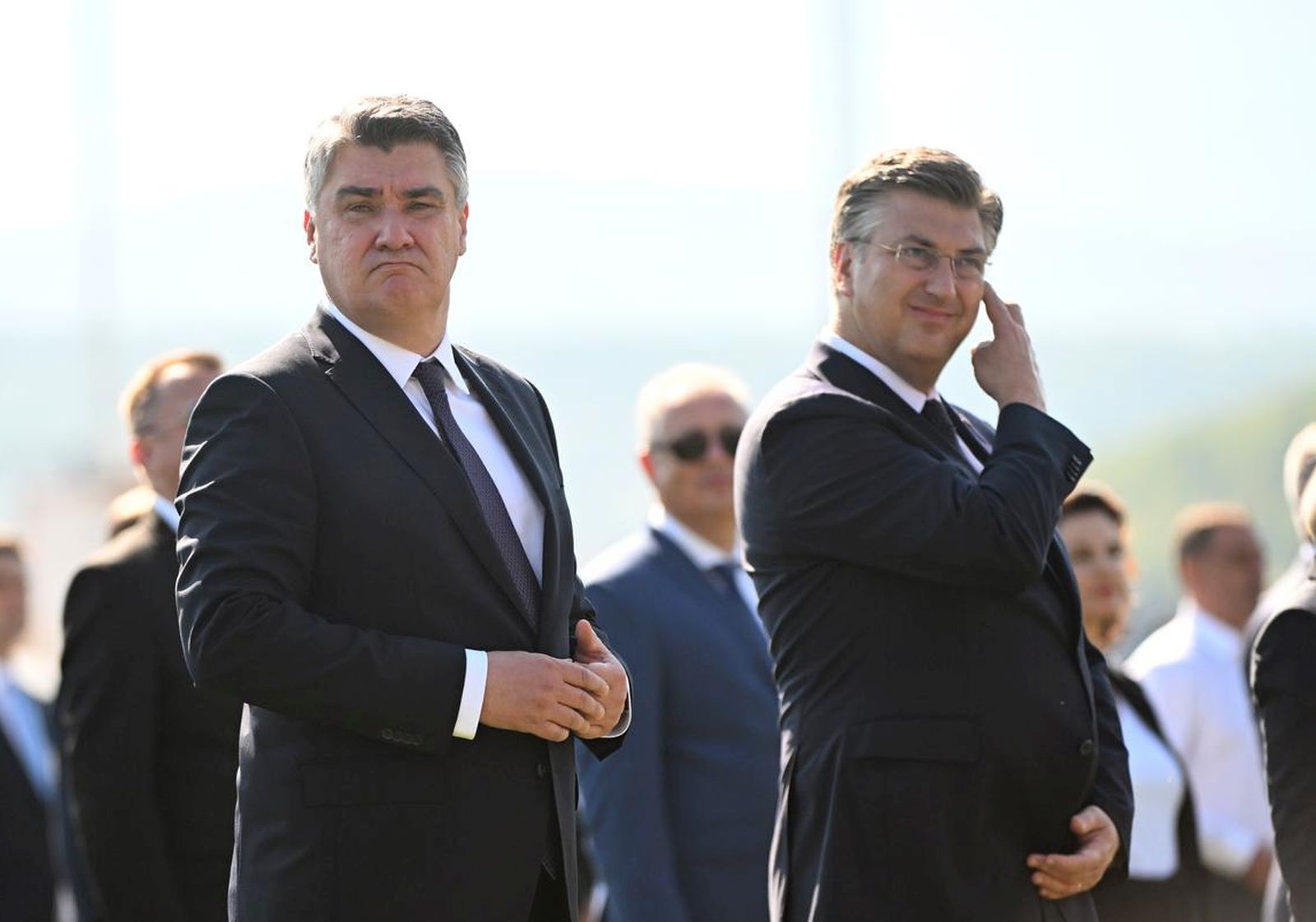 05.08.2022., Knin - Sredisnja svecanost obiljezavanja Dana pobjede i domovinske zahvalnosti, Dana hrvatskih branitelja i 27. obljetnice vojno-redarstvene operacije Oluja. Zoran Milanovic, Andrej Plenkovic, Gordan Jandrokovic  Photo: Davor Puklavec/PIXSELL