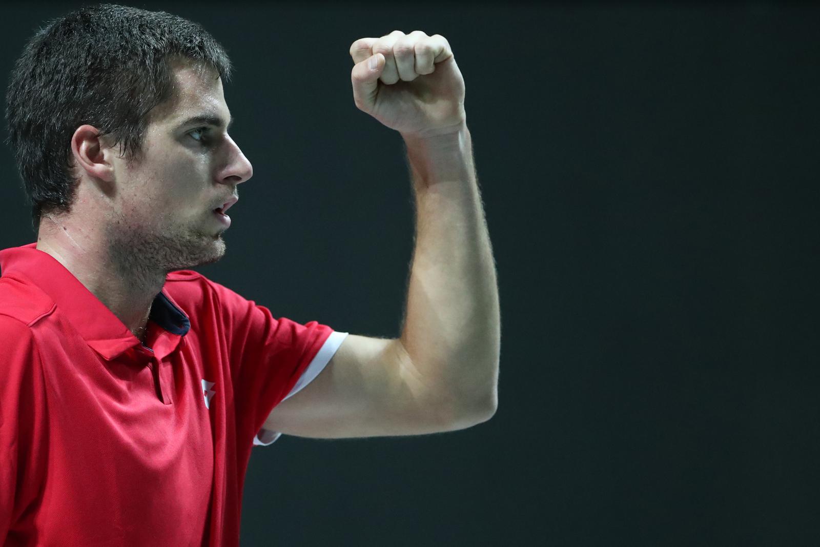 05.12.2021., Arena Madrid, Madrid, Spanjolska - Davis kup, finale, Hrvatska - Rusija. Borna Gojo Photo: Sanjin Strukic/PIXSELL
