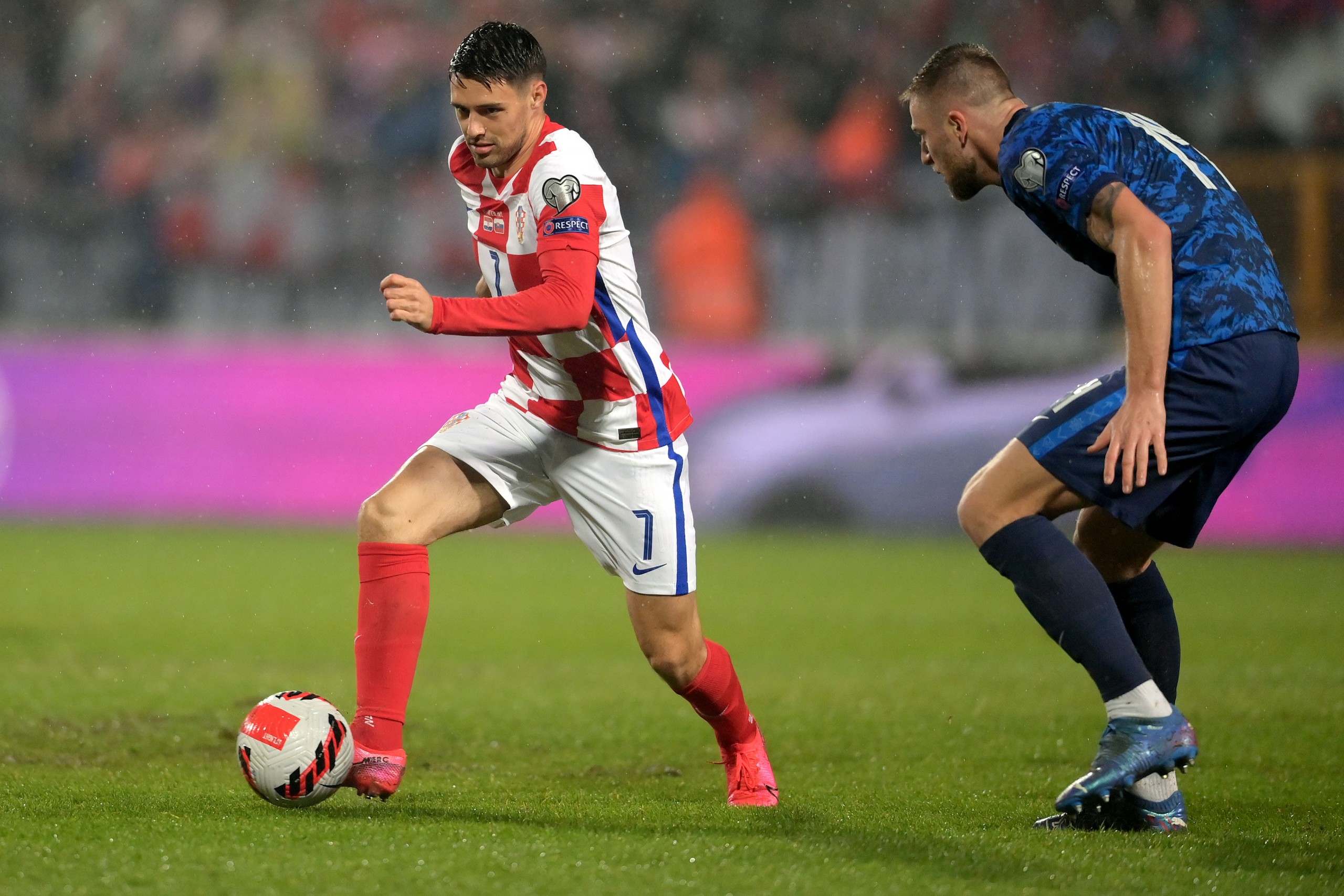 11.10.2021., stadion Gradski vrt, Osijek - Kvalifikacije za Svjetsko nogometno prvenstvo 2022. godine u Katru, skupina H, 8. kolo, Hrvatska - Slovacka. Josip Brekalo
Photo: Igor Soban/PIXSELL Photo: Igor Soban/PIXSELL