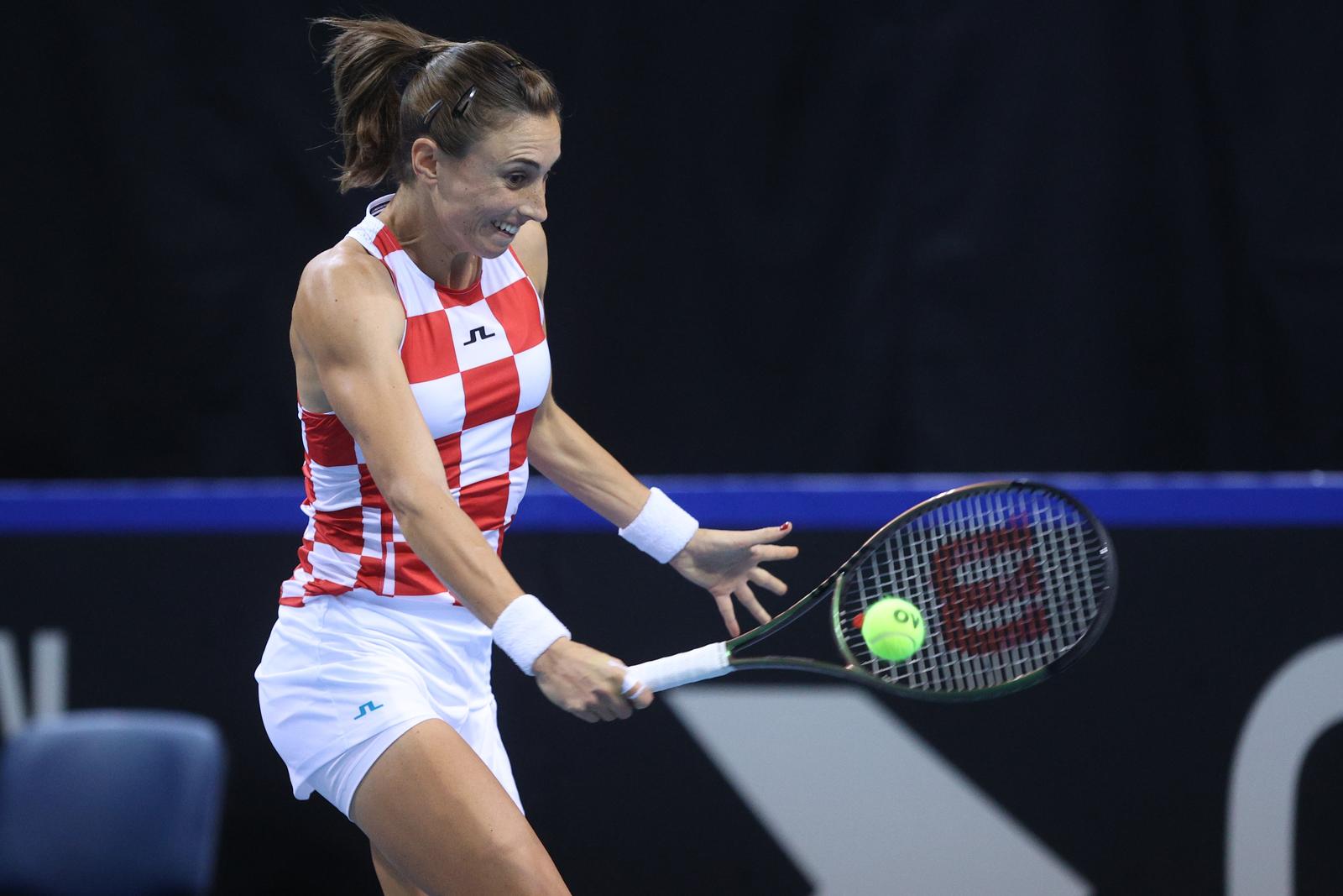 11.11.2022., Rijeka - Billie Jean King Cup, Hrvatska protiv Njemacke, teniski mec izmedu Petre Martic i Eve Lys.   Photo: Nel Pavletic/PIXSELL