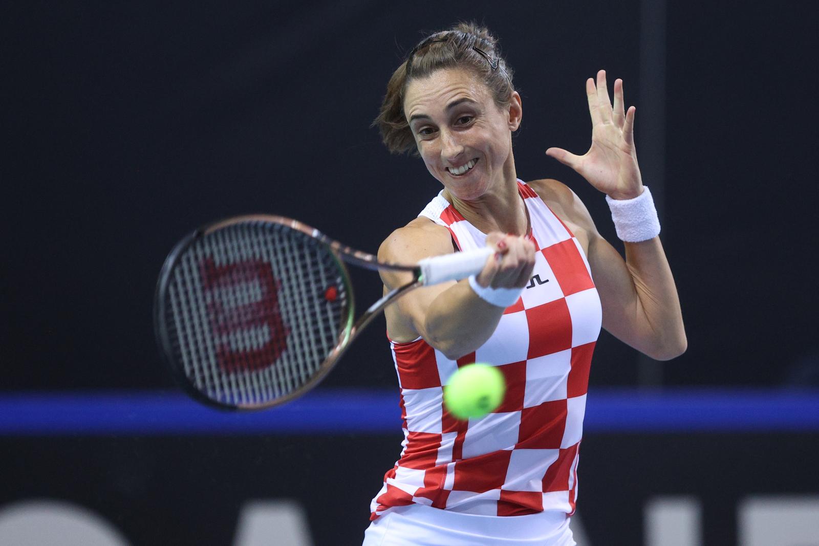 11.11.2022., Rijeka - Billie Jean King Cup, Hrvatska protiv Njemacke, teniski mec izmedu Petre Martic i Eve Lys.   Photo: Nel Pavletic/PIXSELL